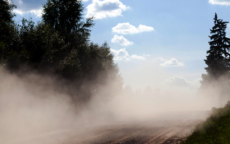 Dust on a gravel road